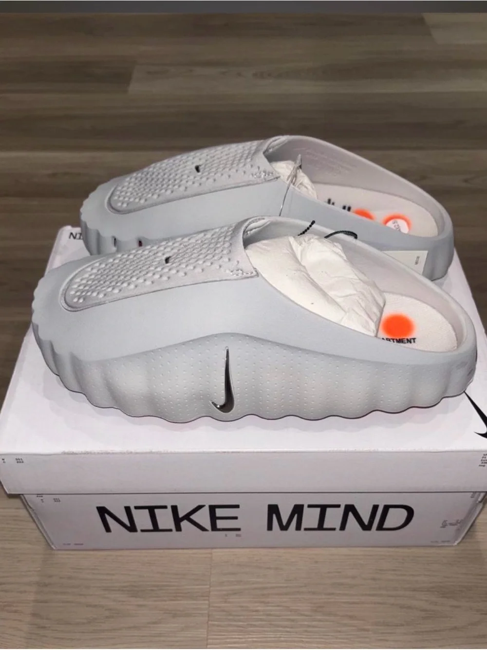 Nike Light Gray Slip-On Clog with Sculpted Wave Sole